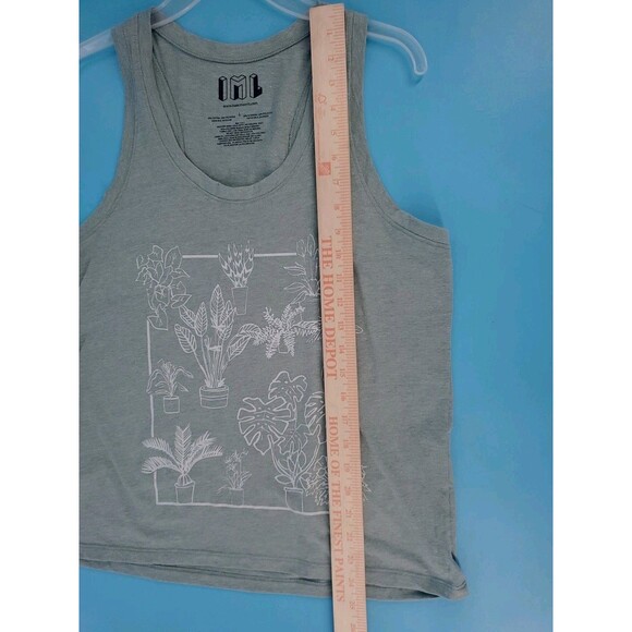 IML House Plant Tank Top Lg Womens Green Scoop Neck Large Leaf Botanical Outline - Picture 12 of 15
